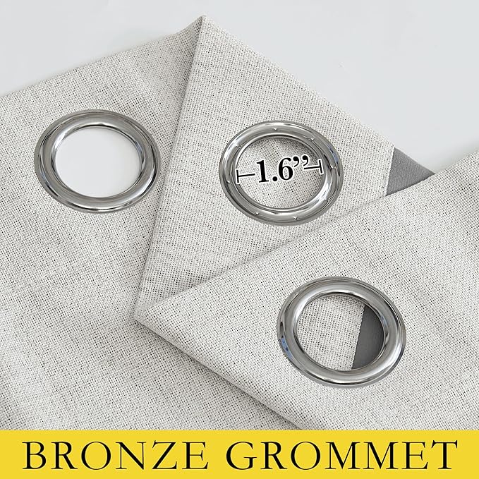 NICETOWN Snowbound Vintage Linen 100% Blackout Curtains for Living Room, Thermal Insulated Curtains 48" Long, Noise Reducing Window Treatment Drapes for Hall Room, 52" Wide Per Panel, Set of 2