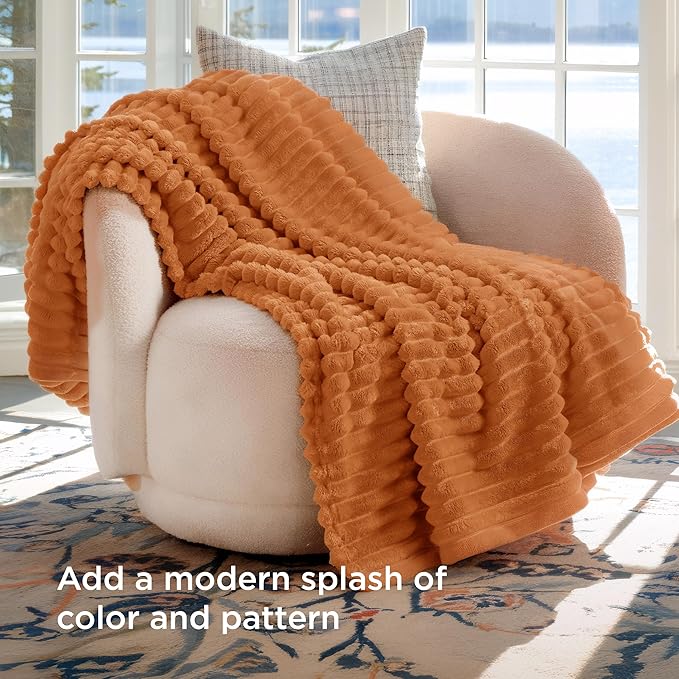 Bedsure GentleSoft Orange Fall Throw Blanket for Couch - Cozy Soft Blankets for Women, Cute Small Fall Throws for Girls, Orange, 50x60 Inches