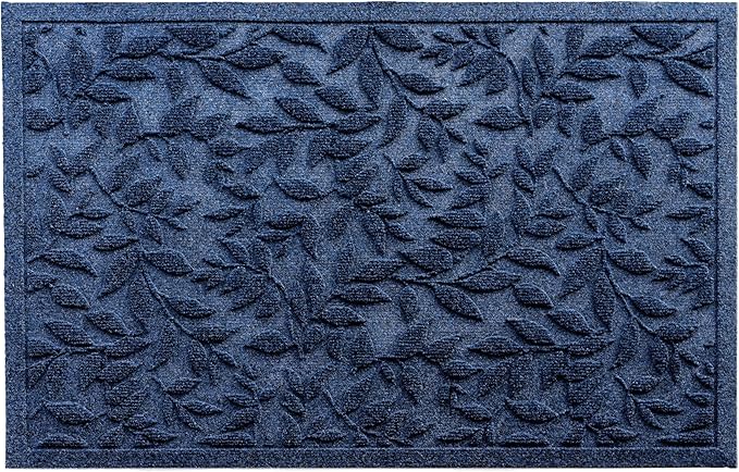 Blue Leaves Outdoor Indoor Entrance Doormats, Absorbent Durable Heavy Duty Welcome Front Door Mat,Thick Natural Rubber Back,Easy Clean Entryway Mat 23x35 Inch, Low Profile