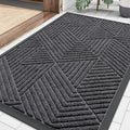 Smiry Front Door Mat Outside Entrance, Heavy Duty Sturdy Natural Rubber Doormat, Trap Dirt and Moisture, Easy Clean Low Profile Welcome Floor Mats for Indoor Outdoor Entry, 35X23 Inch, Light Grey
