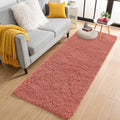 OLANLY 2x6 Machine Washable Runner Rugs for Hallway, Soft Fluffy Shaggy Bedside Rugs for Bedroom, Living Room, Indoor Floor Carpet for Kids Girls and Boys, Home Decor Aesthetic, Rust Red