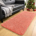 OLANLY 2x4 Machine Washable Runner Rugs for Hallway, Soft Fluffy Shaggy Bedside Rugs for Bedroom, Living Room, Indoor Floor Carpet for Kids Girls and Boys, Home Decor Aesthetic, Coral Red
