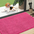 OLANLY Dog Door Mat for Muddy Paws 47x32, Absorbs Moisture and Dirt, Absorbent Non-Slip Washable Doormat, Quick Dry Chenille Mud Mat for Dogs, Entry Indoor Entryway Carpet for Inside Floor, Hot Pink