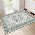 OPPODREAM Soft Throw Rugs 2x3, Small Washable Entryway Rugs 2 x 3 with Non Slip Backing, Low-Pile Faux Cashmere 2 x 3 Carpet, Green