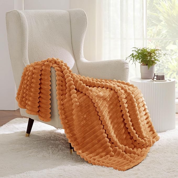 Bedsure GentleSoft Orange Fall Throw Blanket for Couch - Cozy Soft Blankets for Women, Cute Small Fall Throws for Girls, Orange, 50x60 Inches
