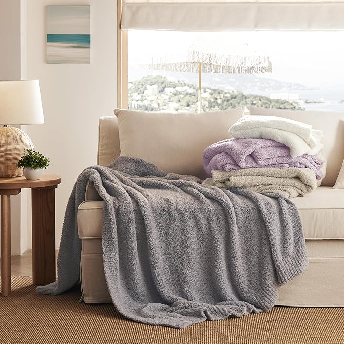 Bedsure Gentlesoft Cozy Knit Throw Blanket - Super Soft Fluffy Blanket for Couch, Bed, Sofa, Lightweight Warm All Season Plush Blankets, Mothers Day, Birthday Gifts for Her Him, Purple, 50x60 Inches