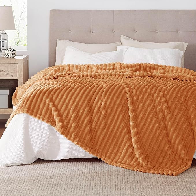Bedsure GentleSoft Orange California King Size Blanket for Couch - Cozy Soft Fall Blankets for Women, Cute Small Fleece Throws for Girls, 102x96 Inches