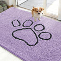 OLANLY Dog Door Mat for Muddy Paws 48x30, Paw Print Design, Absorbs Moisture and Dirt, Absorbent Non-Slip Washable Doormat, Quick Dry Chenille Mud Mat for Dogs, Entry Indoor Entryway Carpet, Lavender