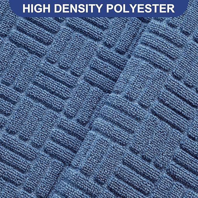 Mibao Front Door Mat, Heavy Duty Durable Welcome Mat for Outdoor Indoor, Dirt Trapper Waterproof Super Absorbent Door Mat for Entryway Outside Patio Porch, 73" x 46", Blue