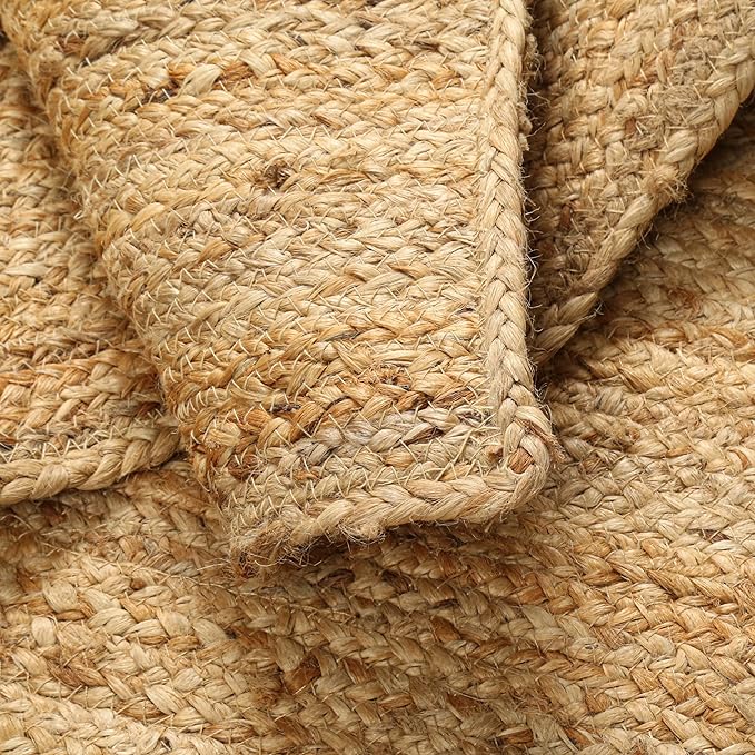 Hausattire Hand Woven Jute Braided Rug, 3'x5' – Natural, Reversible Boho Entry Area Rugs for Kitchen, Living Room I Farmhouse Indoor Outdoor Decorative Floor Rug, 36x60 Inches
