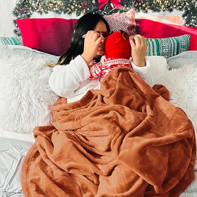 Bedsure GentleSoft Burnt Orange Fleece Throw Blanket - 300GSM Soft Lightweight Plush Cozy Blankets for Bed, Sofa, Couch, Travel, Camping