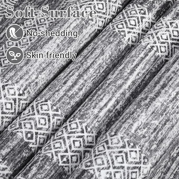 GarveeHome 10x13 Large Washable Geometric Area Rug Non Slip Non Shedding Floor Carpet, Modern Bordered Distressed Gray Indoor Printed Rug for Living Room, Bedroom, Office