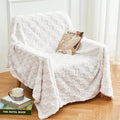 Aganear Flannel Throw Blanket - Cozy Soft Lightweight Fuzzy Checkered Throw Blanket for Women Portable Throw Blankets for Couch, Warm Present for Birthday, Christmas(50"x70", Cream White)