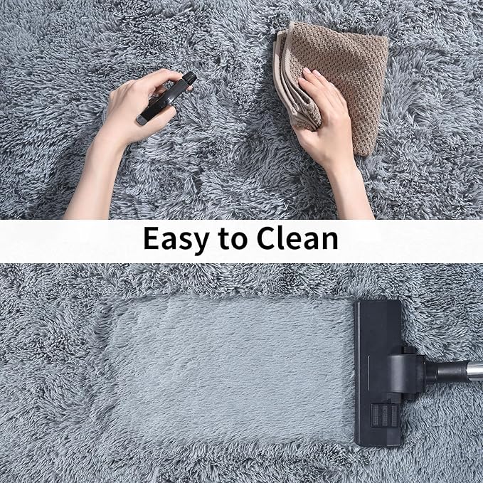 Soft Runner Rugs for Bedroom Hallways, 2 Packs 2x4 Grey Fluffy Shag Throw Area Rug Non Slip for Bedside Dorm, Long Shaggy Furry Carpet for Nursery Living Room