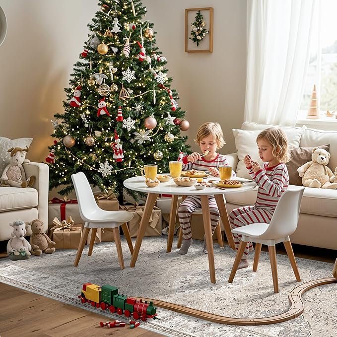 4x10 Hallway Wide Runner Rug: Washable Oriental Soft Area Rug for Living Room Bedroom Stain Resistant Low Pile Carpet for Entryway Ktichen Thin Non Slip Floor Mat for Bathroom Dining Room(Beige,4x10)