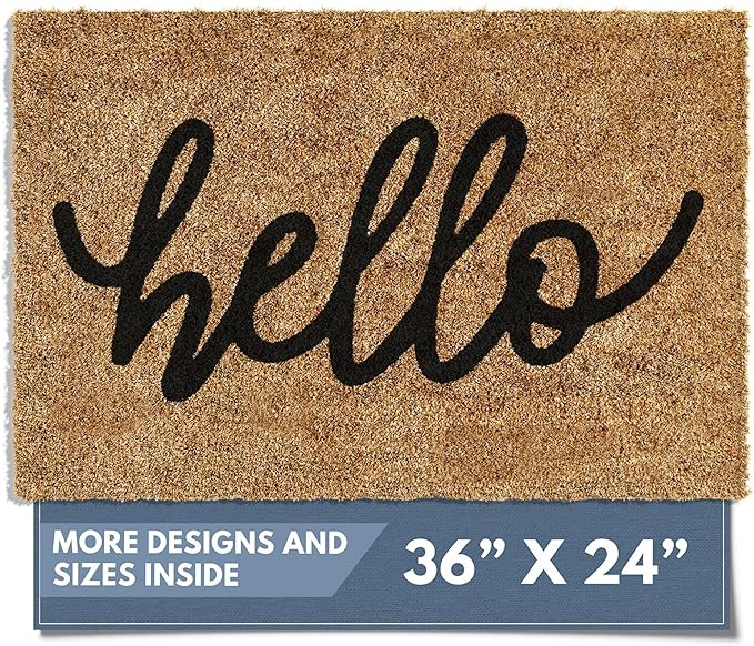 Barnyard Designs Doormat Welcome Mat for Outdoors, Large Front Door Entrance Mat, Brown (Hello, 36x24)