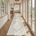 Hallway Runner Rug 2x12, Extra Long Washable Runner Rugs with Rubber Backing, Non Slip Runner, Vintage Rug Runners for Kitchen Laundry Room Entryway (Beige,2'x12')