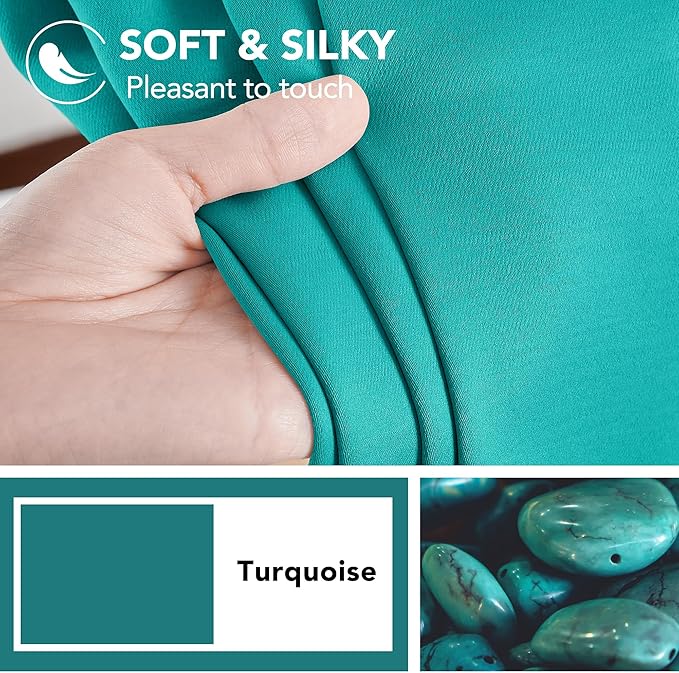 Deconovo Blackout Curtains, Thermal Insulated, W52 x L45 2 Panels, Back Tab, Machine Washable, Room-Darkening Drapes for Bedroom/Living Room Turquoise