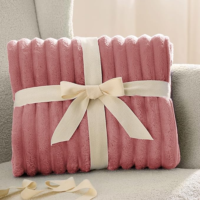 Bedsure GentleSoft Dusty Pink Fleece Blanket for Couch - Cozy Soft Blankets for Women, Cute Small Throws for Girls, 50x70 Inches