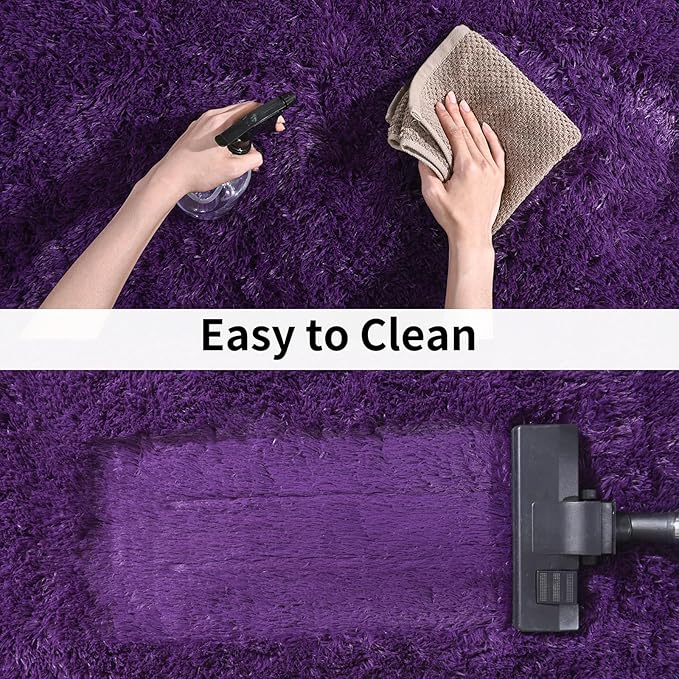 Soft Runner Rugs for Bedroom Hallways, 2 Packs 2x6 Purple Fluffy Shag Throw Area Rug Non Slip for Bedside Dorm, Long Shaggy Furry Carpet for Nursery Living Room