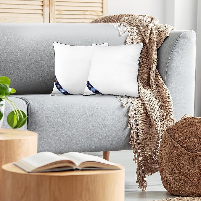 Utopia Bedding Throw Pillow Inserts (Pack of 2, White), 12 x 12 Inches Decorative Indoor Pillows for Sofa, Bed, Couch, Cushion Sham Stuffer