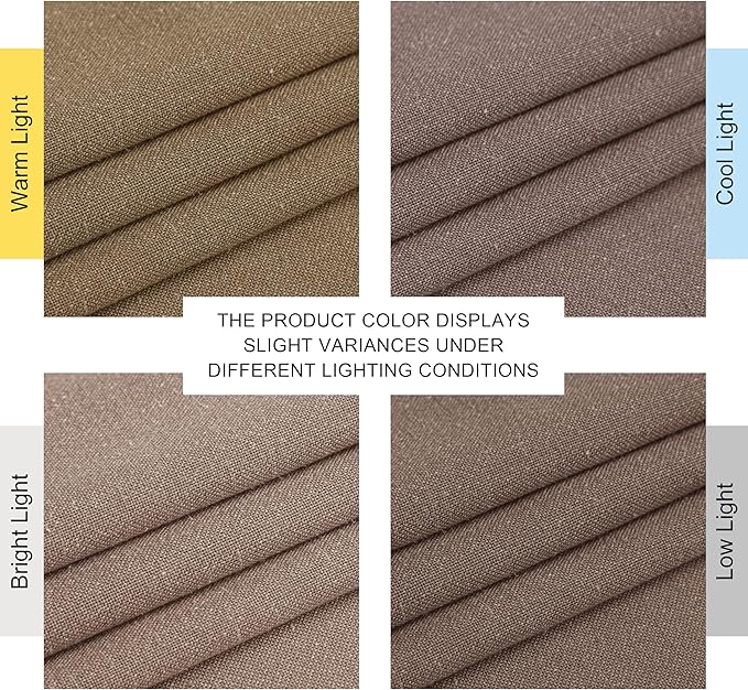 NICETOWN Linen Brown Curtains 84 inch Long, Grommet Privacy Added Thick Flax Window Treatments with Light Filtering Drapes for Bedroom/Farmhouse, W55 x L84, 2 Panels
