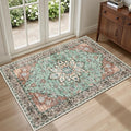 2x3 Area Rugs Living Room Rug: Washable Vintage Distressed Floral Rug No Slip Stain Resistant Soft Carpet Indoor Large Carpets for Bedroom Dining Room Farmhouse Nursery Hallway Home Office Brown Green