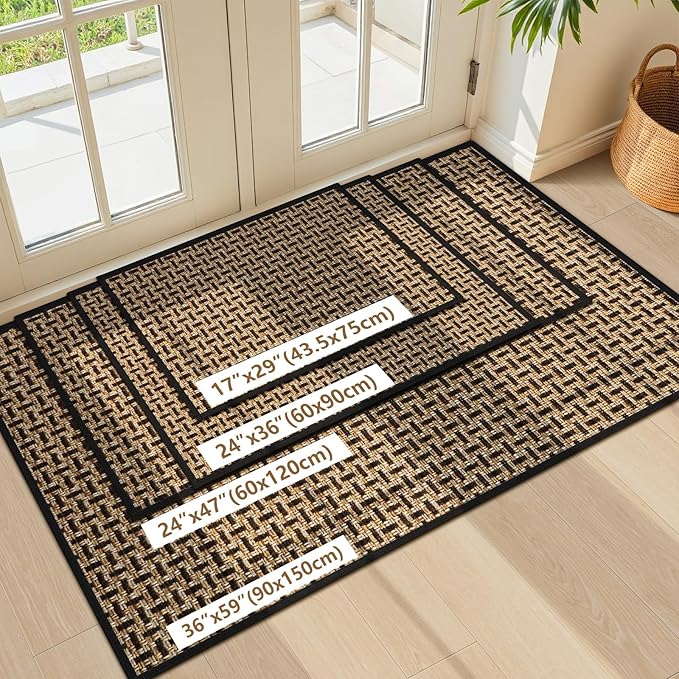 LEKEEPGO Door Mat Indoor Entrance 24"x36", Absorbent Indoor Door Mat, Non Slip Rubber Backing Inside Door Mats, Washable Floor Mat, Low-Profile Doormat for Front Door, Entryway, Entrance, Black