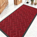 OLANLY Front Door Mat Indoor Outdoor Entrance, Waterproof All-Season, All-Weather Doormat, Sturdy Natural Rubber, Low Profile, Easy Clean Patio Porch Entryway Mat, Herringbone Brick (Wine Red, 47x23)