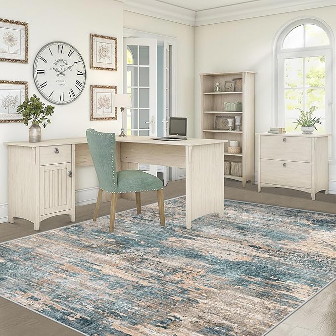XLUEZ 5x7 Area Rugs for Living Room, Washable Modern Abstract Large Area Rug Neutral Soft Non Slip Kids Rug Stain Resistant Indoor Carpet for Bedroom Nursery Dining Room Playroom(GreenBrown, 5'x7')
