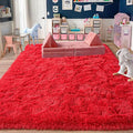 Rugs for Living Room 8x10, Soft Shaggy Modern Shag Area Rug for Bedroom, Upgrade Non-Slip Plush Fluffy Carpet for Kids Boys Girls Room Home Decor Aesthetic, Red