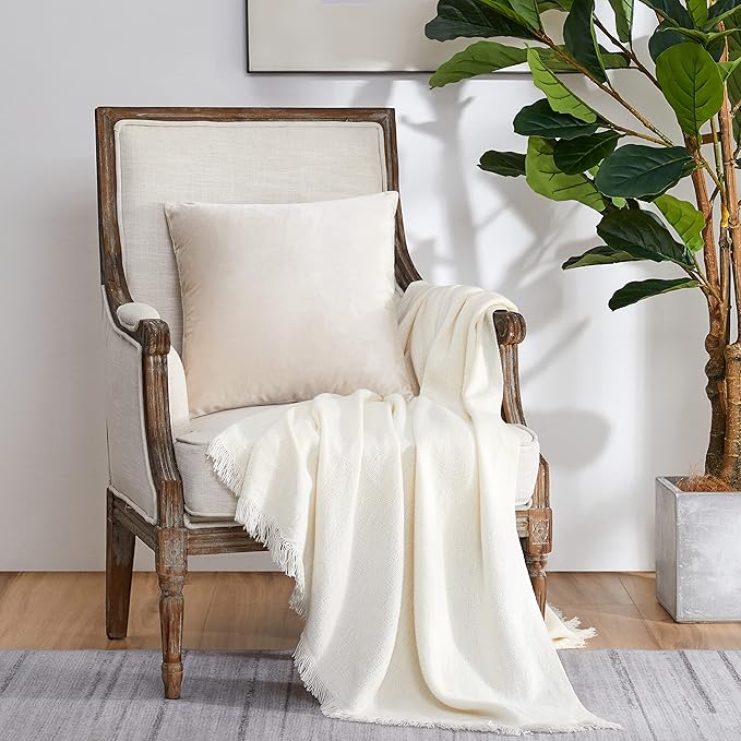 GIGIZAZA Beige Velvet Pillow Covers: Pack of 2 Throw Pillows Soft Solid Covers 16x16 - Decorative Modern Couch Small Cushion Covers,Living Room,Bedroom,Sofa