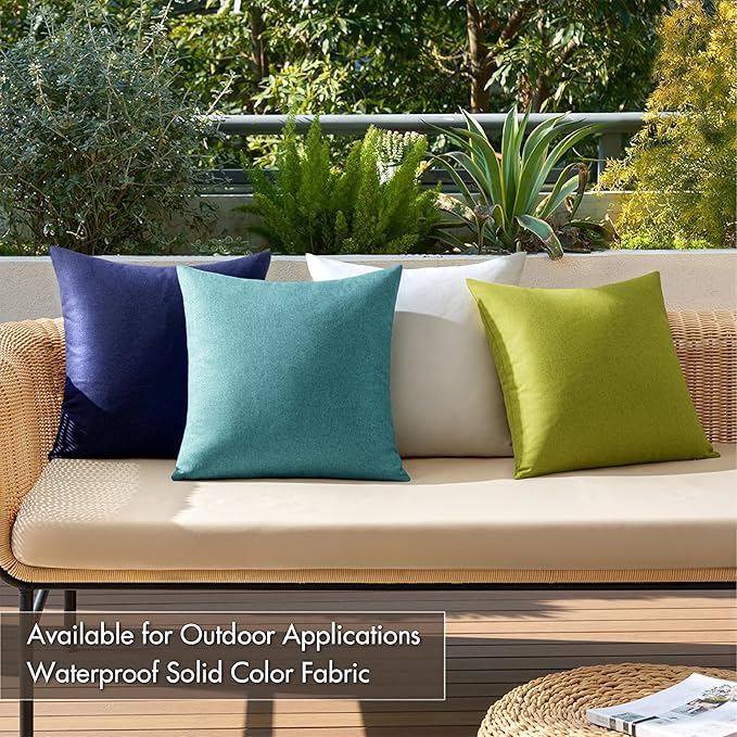 MIULEE Pack of 4 Decorative Outdoor Throw Pillow Covers Linen Waterproof Pillow Covers Spring Farmhouse Cushion Cases for Patio Garden Tent Balcony Couch Sofa 16x16 inch Blue Green