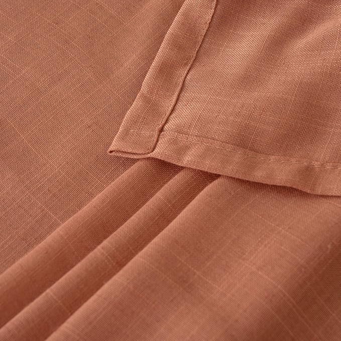 Terracotta Curtain Panels, 96 Inch Length, Light Filtering Linen-Style