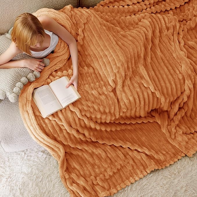 Bedsure GentleSoft King Blanket for Couch - Cozy Soft Fall Blankets for Women, Cute Large Throws for Girls, Orange, 108x90 Inches