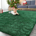 OLANLY 6x9 Machine Washable Large Area Rugs for Living Room, Bedroom, Soft Fluffy Shaggy Bedside Rug, Indoor Floor Carpet for Kids Girls and Boys, Dorms, Nursery, Home Decor Aesthetic, Dark Green