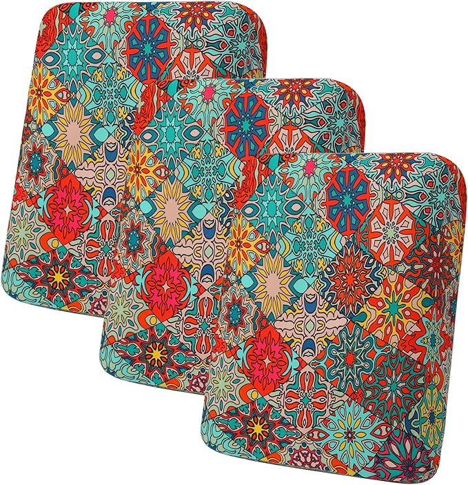 hyha Printed Couch Cushion Covers, Floral Sofa Covers Washable for 3 Cushion Couch, Stretch Pattern Outdoor Cushion Covers for Patio Furniture with Elastic Bottom(3 Packs, Diamond Mandala)
