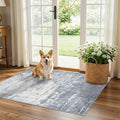 Washable 2x3 Entryway Area Rug: Modern Abstract Neutral Kitchen Rug Vintage Soft Floor Mat for Stove & Sink Area Non-Slip Indoor Farmhouse Carpet for Bathroom Bedroom Boho Beside Rug(2x3,Blue/Ivory)