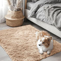 OLANLY 2x3 Machine Washable Small Bedside Rug, Soft Fluffy Shaggy Entryway Throw Rugs for Bedroom, Living Room, Indoor Floor Carpet for Kids Girls and Boys, Nursery Rooms, Home Decor Aesthetic, Beige