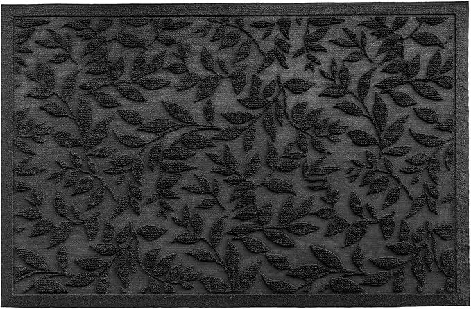 Black Leaves Outdoor Indoor Entrance Doormats, Absorbent Durable Heavy Duty Welcome Front Door Mat,Thick Natural Rubber Back,Easy Clean Entryway Mat 23x35 Inch, Low Profile