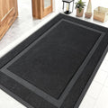 OLANLY Front Door Mat Indoor Outdoor Entrance, Waterproof All-Season, All-Weather Doormat, Sturdy Natural Rubber, Low Profile, Easy Clean Patio Porch Entryway Mat, 47x32, Jet Black