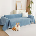 MYSKY HOME Couch Cover Sofa Covers, Sectional Couch Covers for 2-3 Cushion Couch Sofa, Chenille Sofa Slipcovers, Futon Covers, Machine Washable, Soft Furniture Protector for Kid, 71" x 134", Blue