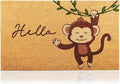 Monkey - 17"x29" - Coir Door Mat with Heavy Duty Backing - Welcome Mats for Entryway, Porch - Anti-Slip PVC & Coconut Fiber Surface - Natural Home Accessories, Minimalist Original Design