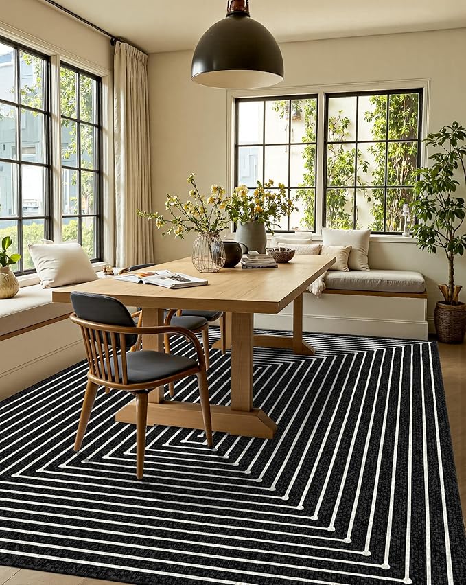 Latte&Fog 5x7 Area Rugs for Living Room Bedroom, Modern Abstract Washable Rug, Boho Non Slip Low Pile Carpet for Indoor Dining Room, Office, Dorm, Classroom, Farmhouse and Kids Room