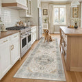 Madane Runner Rug 2'6''x8' Kitchen Runner, Hallway Runner Printed Vintage Rug 2.5x8ft Washable Rugs Soft Non-Slip Low Pile Runners for Hallways Laundry Room Rug, Light Taupe Brown