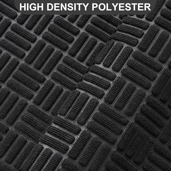 Mibao Front Door Mat, Heavy Duty Durable Welcome Mat for Outdoor Indoor, Dirt Trapper Waterproof Super Absorbent Door Mat for Entryway Outside Patio Porch, 29.5" x 17", Black