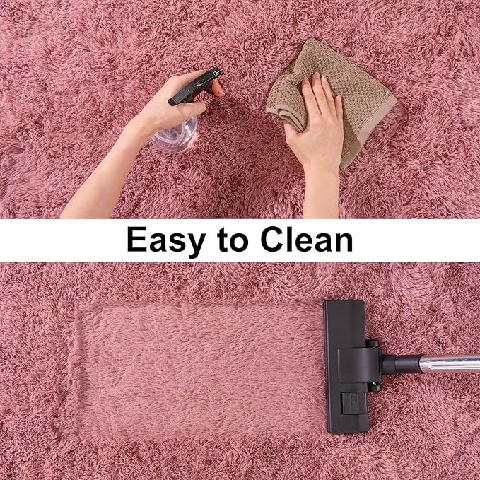 Soft Runner Rugs for Bedroom Hallways, 2x6 Blush Pink Fluffy Shag Throw Area Rug Non Slip for Bedside Dorm, Long Shaggy Furry Carpet for Nursery Living Room