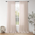 Nanspring Natural White Linen Curtains 108 Inches Long for Living Room Burlap Textured Neutral Farmhouse Sheer Curtains Back Tab Floor to Ceiling High Window Curtain for Bedroom 52x108, 2 Panels