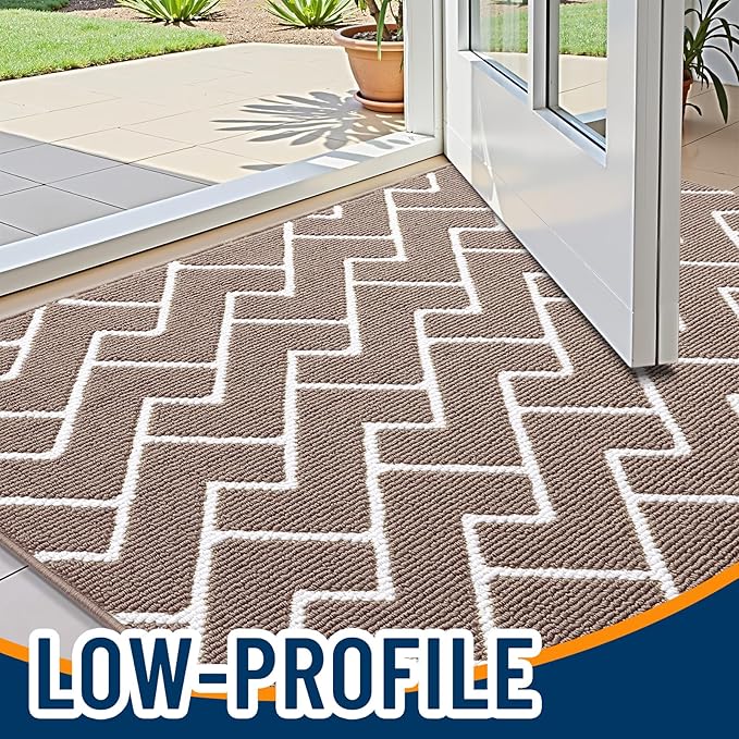 OLANLY Front Door Mat, Non-Slip Rubber Backing, Dirt Resistant and Absorbent, Washable, Easy to Clean Low-Profile Indoor Doormat for Back Door, Entryway, Inside Entrance, 36x24, Brown