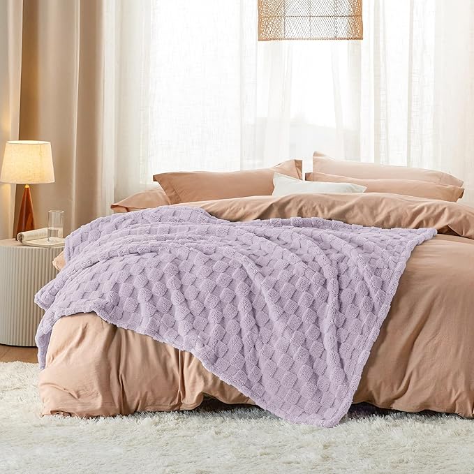 Bedsure GentleSoft Lavender Fog Twin XL Blanket for Bed - Super Soft Cozy Fleece Blankets for Kids, Cute Throws for Girls, Dorm Room Essentials Teens Back to School, 66x90 Inches